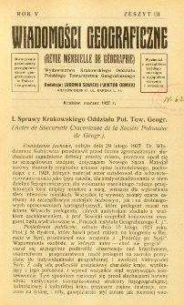 Wiadomości Geograficzne R. 5 z. 3 (1927)
