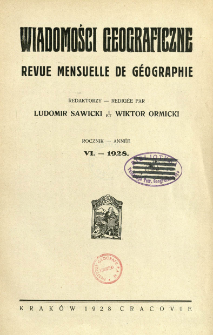 Wiadomości Geograficzne R. 6 (1928), Spis treści