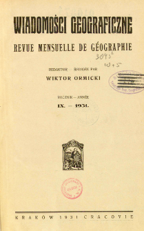 Wiadomości Geograficzne R. 9 (1931), Spis treści