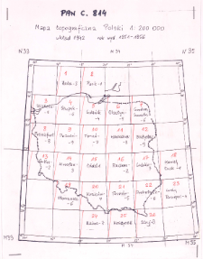 Wojskowa mapa topograficzna w układzie współrzędnych "1942" w skali 1:200 000 [skorowidz arkuszy]