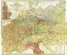 Karte der Eisenbahnen Mittel Europa's : Mit Angabe sämtlicher Bahnstationen Hauptpost -u. Dampfschiff-Verbindungen
