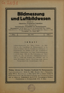 Bildmessung und Luftbildwesen : deutsche und österreichische Fachzeitschrift unter Mitarbeit der Internationalen Gesellschaft für Photogrammetrie 7. Jahrg. Heft 2 (1932)