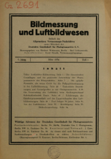 Bildmessung und Luftbildwesen : deutsche und österreichische Fachzeitschrift unter Mitarbeit der Internationalen Gesellschaft für Photogrammetrie 9. Jahrg. Heft 1 (1934)