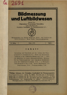 Bildmessung und Luftbildwesen : deutsche und österreichische Fachzeitschrift unter Mitarbeit der Internationalen Gesellschaft für Photogrammetrie 10. Jahrg. Heft 1 (1935)
