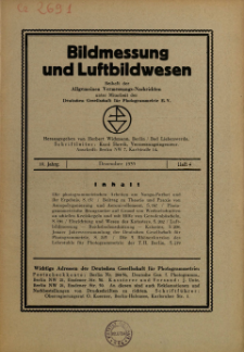 Bildmessung und Luftbildwesen : deutsche und österreichische Fachzeitschrift unter Mitarbeit der Internationalen Gesellschaft für Photogrammetrie 10. Jahrg. Heft 4 (1935)