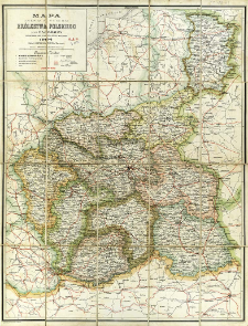 Mapa dziesięciu guberni Królestwa Polskiego przez P. A. Baracza z oznaczeniem dróg żelaznych, bitych i zwyczajnych