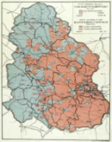 Wynik plebiscytu na G&oacute;rnym Śląsku : skala 1:350 000 = Resultat du plebiscite en Haute Silesie : echelle 1:350 000