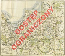 Okręg Mazurski : mapa komunikacyjno - administracyjna z niemiecko-polskim i polsko-niemieckim słownikiem nazw : podziałka 1:500 000