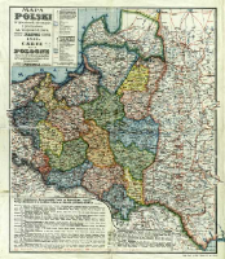 Mapa Polski w granicach obecnych z podziałem na województwa = Carte de la Pologne dans ses frontieres actuelles avec partage en voïévodies (palatinats)
