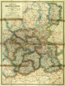 Mapa Królestwa Polskiego przez P. A. Baracza z oznaczeniem dróg żelaznych, bitych i zwyczajnych