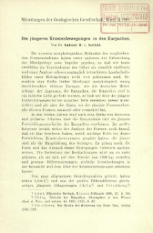 Die j&uuml;ngeren Krustenbewegungen in den Karpathen