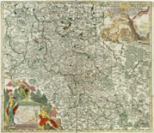 Silesi&aelig; Ducatus tam Superior quam inferior : juxta suos XVII Minores Principatus et VI Libera Dominia disterminat. Nova mappa geographica ob oculos positus
