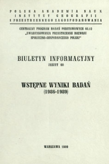 Wstępne wyniki badań (1986-1989).