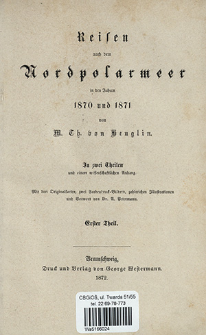 Reise in Norwegen und Spitzbergen im Jahre 1870 : unternommen in Gesellschaft des Grafen Karl v. Waldburg-Zeil-Trauchburg