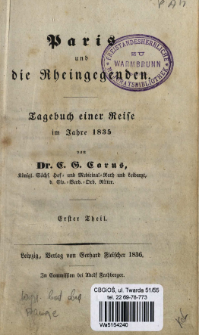 Paris und die Rheingegenden : Tagebuch einer Reise im Jahre 1835. T. 1