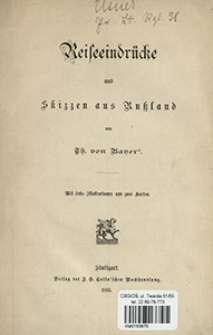 Reiseeindr&uuml;cke und Skizzen aus Ru&szlig;land