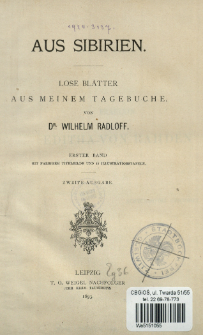 Aus Sibirien : lose Bl&auml;tter aus meinem Tagebuche. Bd. 1