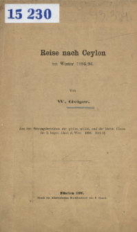 Reise nach Ceylon im Winter 1895/96