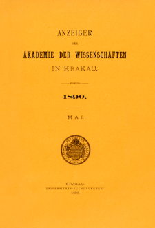 Anzeiger der Akademie der Wissenschaften in Krakau. Nr 5 Mai (1890)