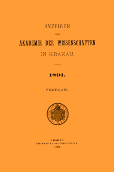 Anzeiger der Akademie der Wissenschaften in Krakau. No 2 Februar (1891)
