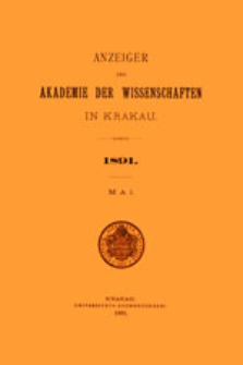 Anzeiger der Akademie der Wissenschaften in Krakau. No 5 Mai (1891)