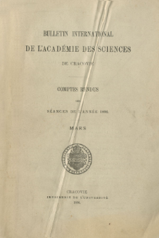 Bulletin International de L' Académie des Sciences de Cracovie : comptes rendus