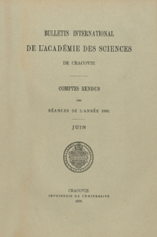 Bulletin International de L' Académie des Sciences de Cracovie : comptes rendus