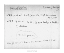 Michalowice. Files of Warsaw district in the Middle Ages. Files of Historico-Geographical Dictionary of Masovia in the Middle Ages