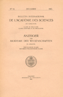 Bulletin International de L'Académie des Science de Cracovie : Classe de Philologie : Classe d'Histoire et de Philosophie No. 10 Décembre (1903)
