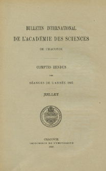 Bulletin International de L' Acad&eacute;mie des Sciences de Cracovie : comptes rendus