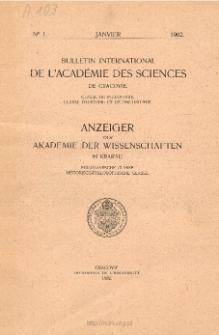 Anzeiger der Akademie der Wissenschaften in Krakau, Philologische Klasse, Historisch-Philosophische Klasse. No. 1 Janvier (1902)