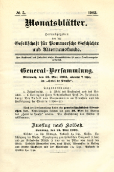 Monatsblätter Jhrg. 17, H. 5 (1903)