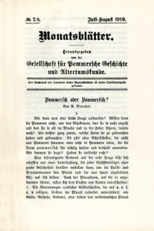 Monatsblätter Jhrg. 24, H. 7/8 (1910)