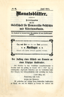 Monatsblätter Jhrg. 25, H. 6 (1911)