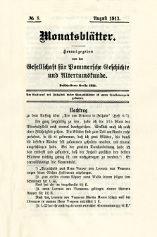 Monatsblätter Jhrg. 27, H. 8 (1913)