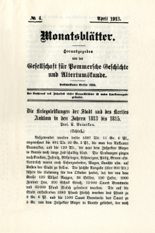 Monatsblätter Jhrg. 27, H. 4 (1913)
