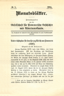 Monatsblätter Jhrg. 18, H. 8 (1904)