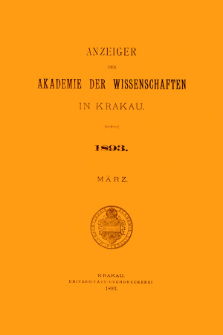 Anzeiger der Akademie der Wissenschaften in Krakau. No 3 März (1893)