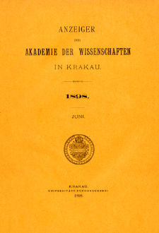 Anzeiger der Akademie der Wissenschaften in Krakau. No 6 Juni (1898)