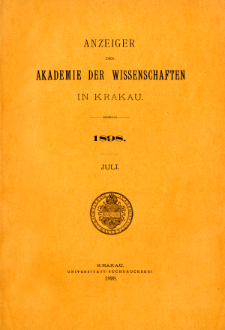 Anzeiger der Akademie der Wissenschaften in Krakau. No 7 Juli (1898)