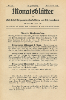 Monatsblätter Jhrg. 45, H. 11 (1931)