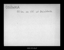 Os&oacute;wka. Files of Szrensk district in the Middle Ages. Files of Historico-Geographical Dictionary of Masovia in the Middle Ages