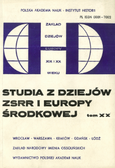 Studia z Dziejów ZSRR i Europy Środkowej. T. 20 (1984), Strony tytułowe, spis treści
