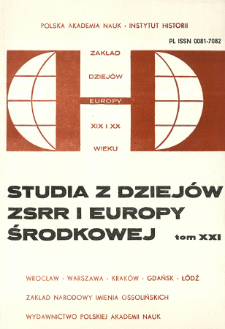 Studia z Dziejów ZSRR i Europy Środkowej. T. 21 (1985), Strony tytułowe, spis treści