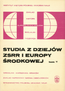 Studia z Dziejów ZSRR i Europy Środkowej. T. 6 (1970), Strony tytułowe, spis treści