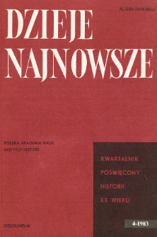 Dzieje Najnowsze : [kwartalnik poświęcony historii XX wieku] R. 15 z. 4 (1983), Title pages, Contents
