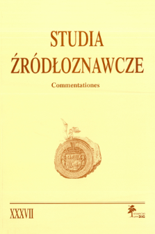 Studia Źródłoznawcze = Commentationes T. 37 (2000), Zapiski krytyczne i sprawozdania