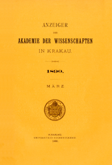 Anzeiger der Akademie der Wissenschaften in Krakau. Nr 3 März (1890)