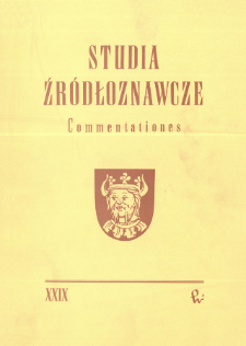 Studia Źródłoznawcze = Commentationes T. 29 (1985)