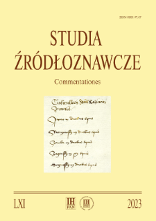 Studia Źródłoznawcze = Commentationes T. 61 (2023), Artykuły recenzyjne i recenzje